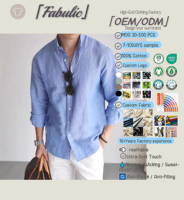 Chemise de travail pour homme en lin perlé de luxe, à manches longues et boutonnée, style décontracté chic, personnalisable