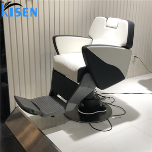 Silla de peluquería de alta gama KISEN para celebridades de internet, silla de barbero para peluquería, silla de barbero de cuero genuino para peluquería. - Product Image 2