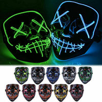 Máscara LED EL con Luz, Máscara Purge Luminosa, Máscara Facial de Fantasma Aterrador para Fiestas Rave, Halloween, Cosplay y Disfraces para Eventos Nocturnos