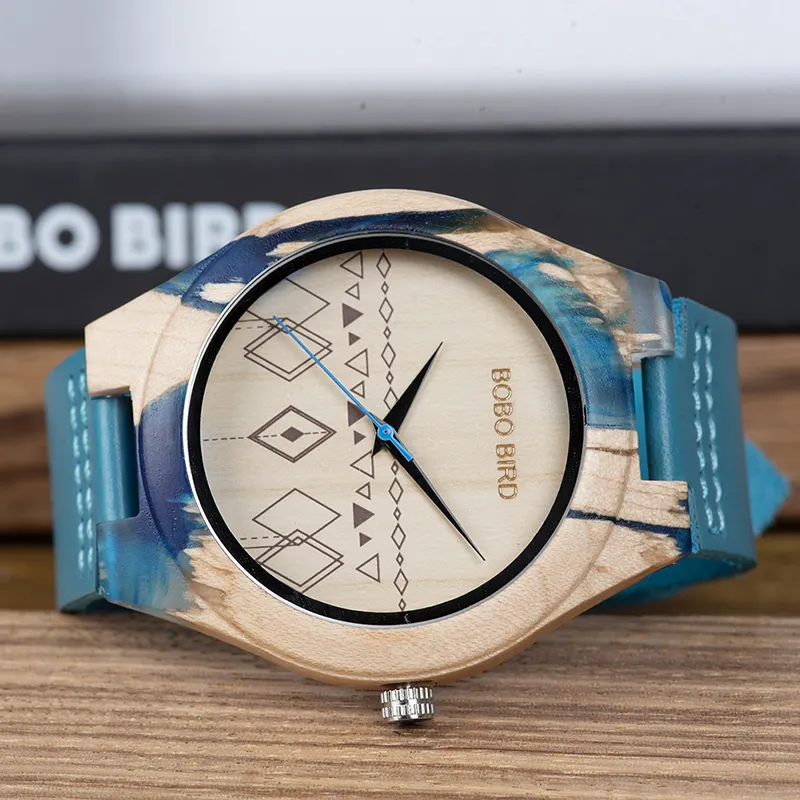 BOBO BIRD — montre-bracelet en bois de bambou, écologique, peintures unisexes, 1 pièce