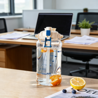 Bouteille d'eau sport en plastique Longstar au design moderne, avec corde, anti-fuite, sans BPA, sans danger pour les aliments, idéale pour la randonnée, la salle de sport et les activités de plein air