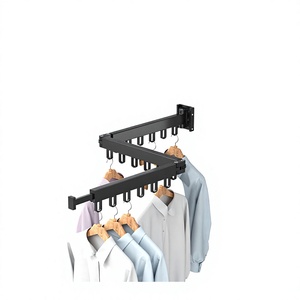 Wall Mounted Retractable X-Shape Aluminum Clothes Drying Rack 100x70CM Telescopic Minimalist Design for Behind Doors or Walls - Product Image 1