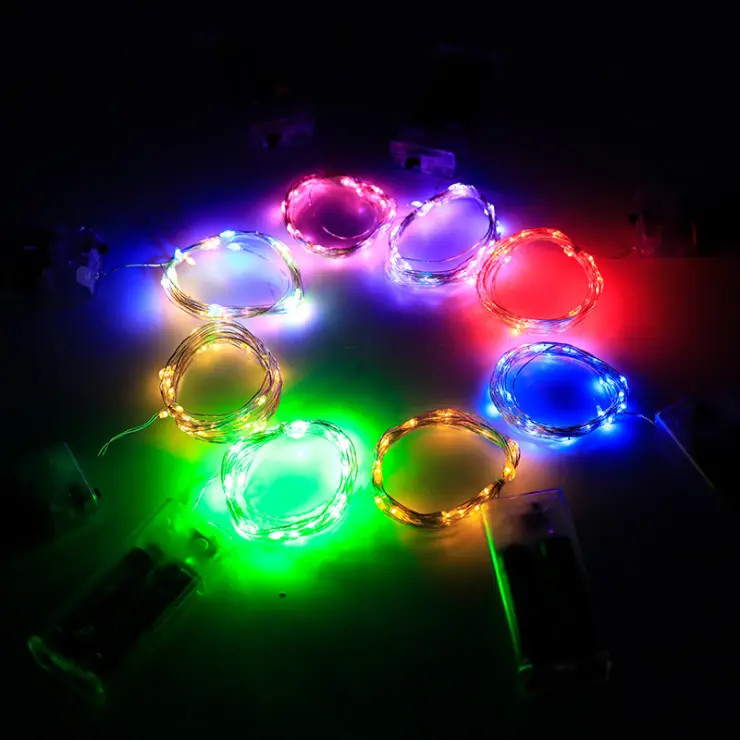 Battery box mini copper wire fairy warm white rgb led string light 1m aa battery