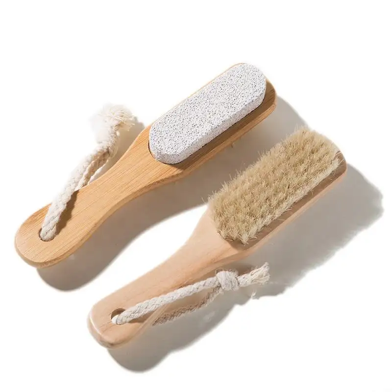Naturholz und Borste Fuß nagel Dusch bürste mit Bimsstein Holz Fuß feile Fuß bürste