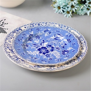 JBS Series Under-glazed Kitchen Accessories Dinner Plates <b>Box</b> Vintage Picture Dishes Ceramic Round Nordic Blue and White <b>Brown</b> - Product Image 5