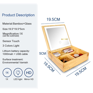 Espejo de Maquillaje Compacto Plegable de Madera de Lujo con Iluminación y Logotipo Personalizado, Organizador de Joyas y Almacenamiento, Venta al Por Mayor - Product Image 4