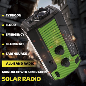 <strong>FM</strong>/AMWB Solar Panel Rechargeable <strong>Battery</strong> Dry Cell Four-Way Power Bank Hand Crank Emergency <strong>Radio</strong> Sound Light Flashlight Plastic - Product Image 4