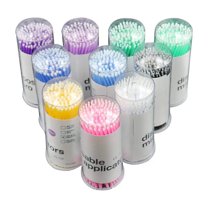 100 Pcs Eyelash Cotton Swabs 2.0 mm Head Diameter Multipurpose Micro Applicators Disposable Eyelash Cleaning Stick