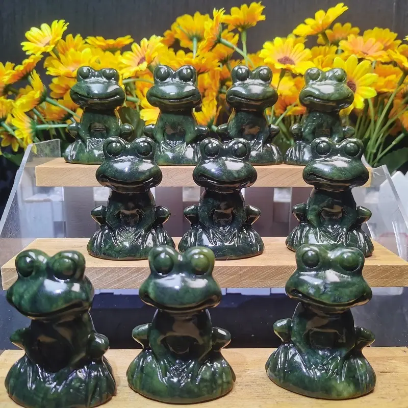 새로운 도착 크리스탈 조각 공예 Xiuyu 귀여운 개구리 Xiuyan 옥 6cm 개구리 장식품