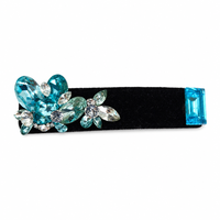 Accessoire Cheveux Vintage en Velours Français pour Fêtes et Mariages - Barrette Latérale Scintillante Ornée de Pierres Précieuses Multifacettes - Vente en Gros