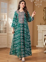 Nouvelle Robe Tendance et Élégante Grande Taille pour Femme 2026, Style Ethnique, Longueur Ras du Sol, en Polyester, Robe Musulmane du Moyen-Orient Respirante