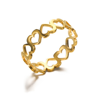 Nouvelle bague en acier inoxydable pour femme, motif cœur creux avec symbole du dollar, personnalisable, style minimaliste, accessoire pour étudiante - Product Image 1