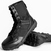 Bottes tactiques en cuir suédé avec fermeture éclair latérale et semelle extérieure en caoutchouc durable pour l'entraînement en plein air