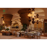 Solution clé en main pour l'aménagement intérieur d'un restaurant méditerranéen tropical Wabi Sabi pour hôtel de villégiature de luxe
