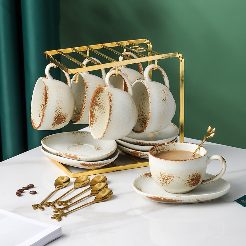 Vintage Style Porcelain Espresso Cups and Saucers Set - Eco-Friendly  Ceramic Drinkware for Home and Restaurant Use