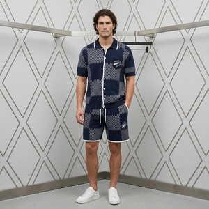 Camiseta de <span class=keywords><strong>Jersey</strong></span> de Algodón de Manga Corta con Diseño Jacquard, Logotipo Personalizado, Malla Hueca, Sudadera de Verano con Capucha, Transpirable, para Hombre - Product Image 5