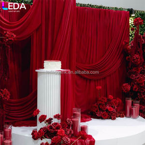 Cortinas de fondo para boda LEDA, nuevo diseño, decoración para fiestas, cortina de fondo roja arrugada para bodas y fiestas - Product Image 4