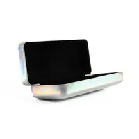 Étui à lunettes de soleil rectangulaire rigide holographique argenté, écologique et de qualité supérieure, pour le rangement et le transport des lunettes.