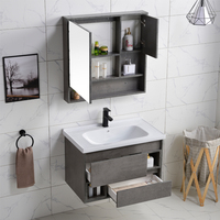 Ensemble de meuble-lavabo de salle de bain avec vasque en céramique, résistant à l'eau, écologique, design minimaliste mural pour appartement