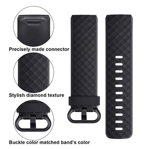 Correas <span class=keywords><strong>de</strong></span> Repuesto para Reloj Fitbit Charge 3 4, Correa <span class=keywords><strong>de</strong></span> Silicona con Patrón <span class=keywords><strong>de</strong></span> Diamantes 3D para Reloj Inteligente Fitbit Charge 3 4 - Product Image 2