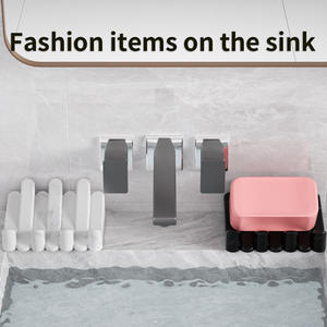 צלחת סבון סיליקון עם ניקוז עצמי מגש סבון ללא להחליק לחך אמבטיה למטבח חדר רחצה ספוג גומי משטח סבונים - Product Image 2