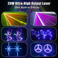 Projecteur laser de scène 20W ILDA DMX512, projecteur d'animation couleur pleine, 300 effets, concert, théâtre, église, salle, DJ, disco, éclairage en direct
