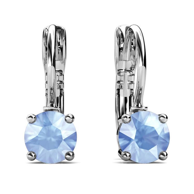Brass With 18k White Gold Plated Air Blue Opal Earrings