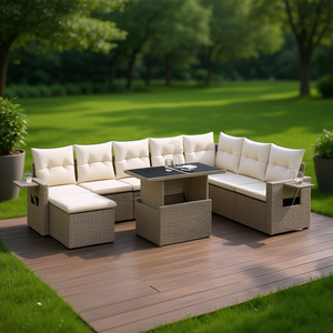 Pe <b>Rattan</b> Garden <b>Sofa</b> Set 6 Seater Outdoor Furniture Durable Contemporary Design - Product Image 3
