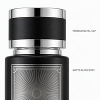 Flacon de parfum vide personnalisé en verre noir mat cylindrique avec bouchon argenté, flacon de parfum de luxe rechargeable style arabe en gros