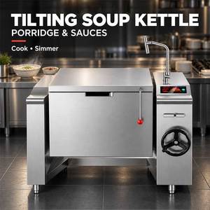 Tilting <b>Soup</b> <b>Kettle</b> Electric Stainless Steel 15-30 kW Flip Top Lid Commercial Cooking Equipment - Product Image 4