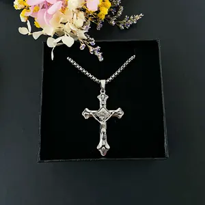 Best Company Pendant Rhodium Plated Jewelry Silver Cross Pendant Necklaces For Men