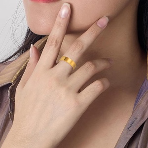 Anillos de Moda al por Mayor, Joyería Económica de Acero Inoxidable Dorado, Anillos Simples Lisos de 1/2/3/4/6/8/12 mm para Mujeres y Hombres - Product Image 3