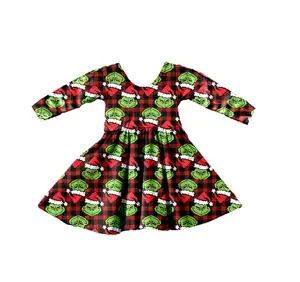 あなた自身のデザインをカスタマイズする幼児の女の子クリスマスホリデー服グリーンチェッカーチェック冬2021かわいいキッズツイールドレス