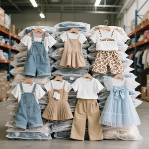 ชุดเสื้อผ้าเด็กสองชิ้นผ้าฝ้ายใหม่เอี่ยม ขายส่งเป็นมัด - Product Image 1