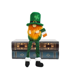 St. Patrick's Day Gnome en peluche poupée elfe <span class=keywords><strong>irlandais</strong></span> trèfle longue jambe sans visage gnomes en peluche Patricks Day maison Table ornements de printemps - Product Image 6