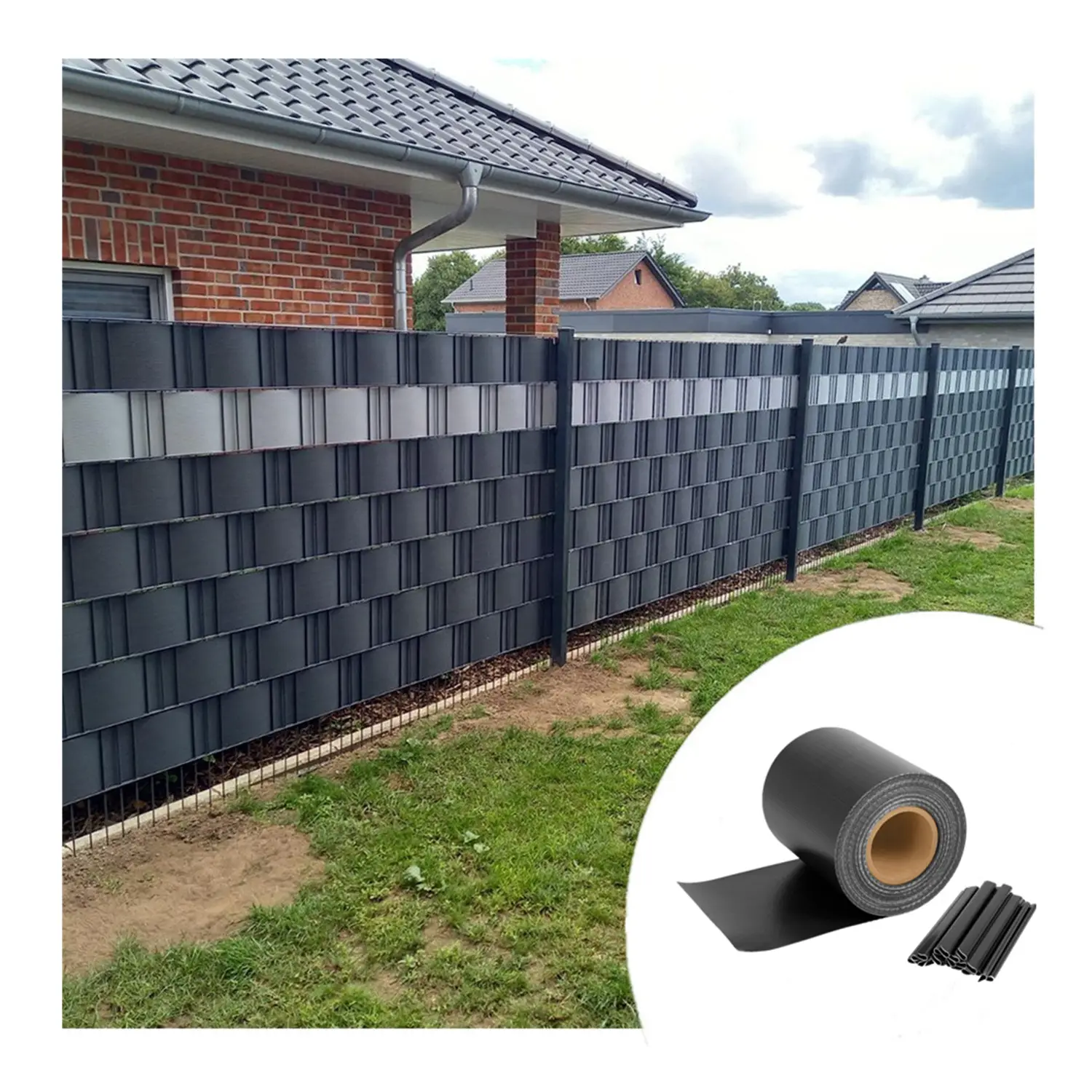 Colorato 450gsm 19cm * 35m con 20 clip Privacy Tape PVC Strip Screen Fence per la decorazione del giardino