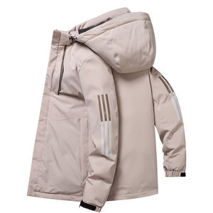 Jaket atletik kasual tahan angin pria, pakaian olahraga ritsleting warna polos dalam ukuran XL berpola bergaris 2024 - Product Image 2