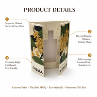 Boîte en carton blanc à fermeture magnétique, rigide, avec fenêtre, pour présentation de parfums et d'aromathérapie