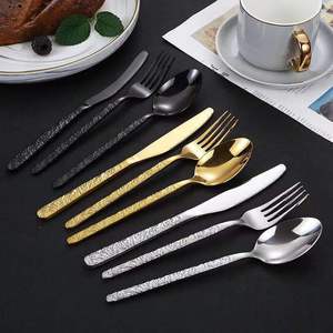 5 cái bạc Rose Gold Black plated hiện đại Flatware muỗng nĩa và dao thép không gỉ thiết lập dao kéo với mô hình sóng xử lý - Product Image 2