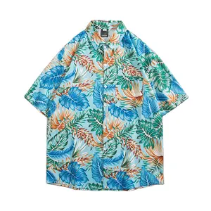 Vakantie Strand Hawaiian Shirt Vintage Bloemenprint Korte Mouw Heren Mode Casual Losse Knoop Zonbescherming Kleding Tops