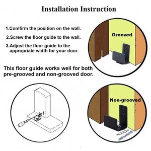 WEKIS Support de quincaillerie inférieur coulissant encastré en laiton noir en forme de U, anti-saut, réglable et insonorisant, pour porte de grange - Product Image 5