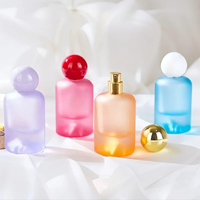 Bouteille de parfum en verre de parfum à fond volcanique coloré givré personnalisé de luxe de 30ml 50ml 100ml avec bouchon à bille