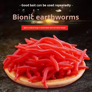 Cebo Artificial de Gusano de Tierra, Gusano Rojo, Cebo Vivo, Material PP, Señuelo Suave Sin Anzuelos, Alimento para Peces Negro - Product Image 4