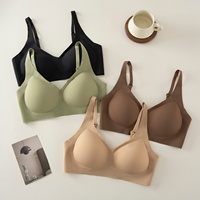 Soutien-gorge sans couture sans armatures pour femme, couvrant entièrement la poitrine, push-up, fin, respirant, ultra-doux, anti-affaissement et lissant le dos