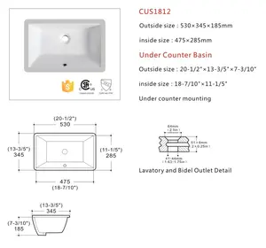 Ovs White Ceram Bathroom Wash Basin Ceramic Under Counter Rectangular Porcelain Under Mount Luxury Washbasins Bathroom Sinks