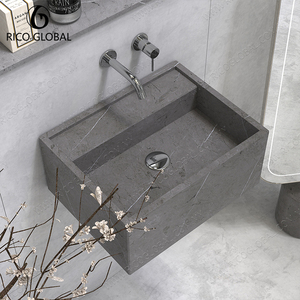 Lavabo de Pared con Empalme de Piedra Natural Moderna, Proveedor Líder en el Mercado Global de Muebles de Baño - Product Image 3