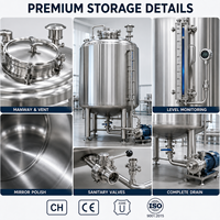 Réservoir de stockage complet en acier inoxydable SUS304/SUS316L pour eau, produits laitiers, boissons, huile alimentaire, avec contrôle de température et revêtement antirouille