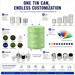 Scatole di <span class=keywords><strong>Latta</strong></span> Rotonde per Tè in Offerta Speciale, Contenitori in Metallo per Alimenti, Piccoli, Ecologici, Ermetici, Vuoti, Bianchi per Matcha - Product Image 4