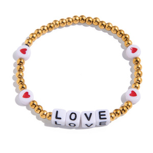 Nouveau Bracelet de lettre <span class=keywords><strong>d</strong></span>'amour perlé chanceux pour les femmes mode bijoux de plage petits <span class=keywords><strong>mots</strong></span> projet Bracelets perlés - Product Image 3