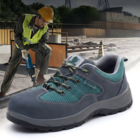 Botas de Trabajo Unisex de Cuero de Gamuza Transpirable, Corte Bajo, con Puntera de Acero Ancha, Estándar Europeo, Antipinchazos en la Entresuela, Protectoras